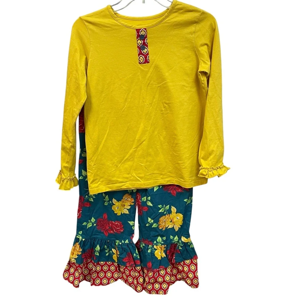 Eleanor Rose Girls Outfit Set Top and Floral Ruffle‎ Pants